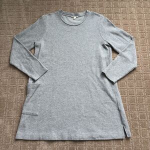 Eileen Fisher Sweatshirt Dress Tunic Womens S Gray Neutral Organic Cotton Casual